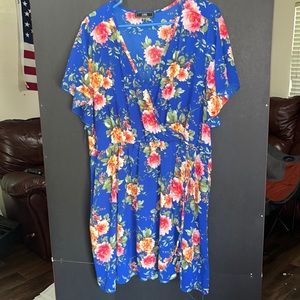 Blue Floral Casual Dress